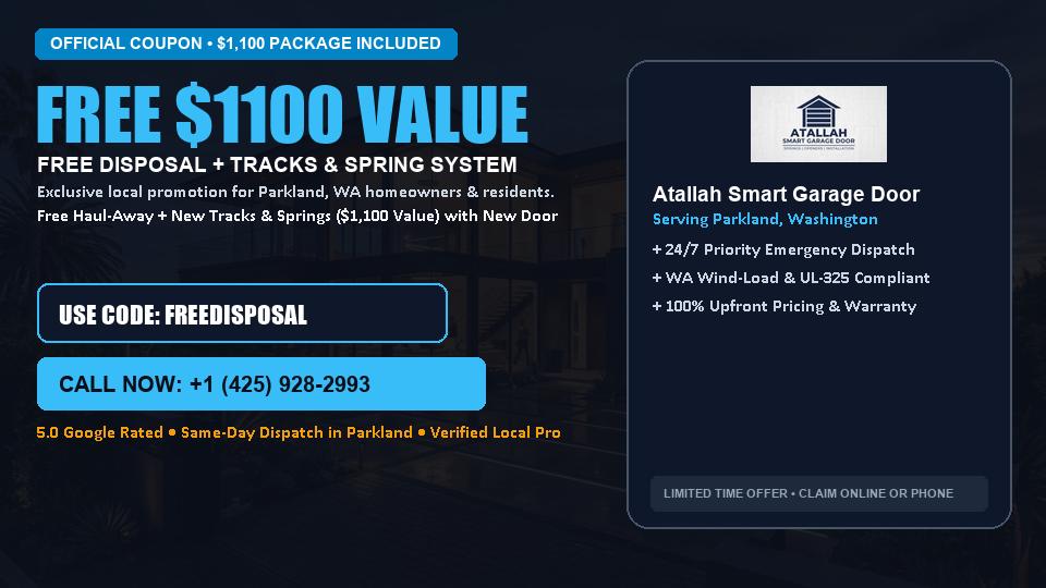 Atallah Smart Garage Door FREE Haul-Away & Heavy-Duty Tracks with New Door in Parkland, WA